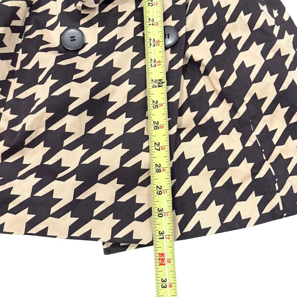 Women’s Vertigo Paris Tan and Brown Houndstooth Belted Trench Coat Sz xs - Picture 6 of 6